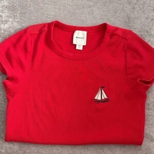 Maeve XXS Bright Red Tee with Sailboat